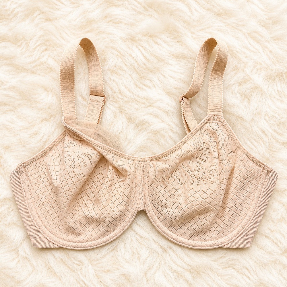 Wacoal Women Underwire Bra 34DDD Nude Mesh Support Comfort Everyday Shape Lifted